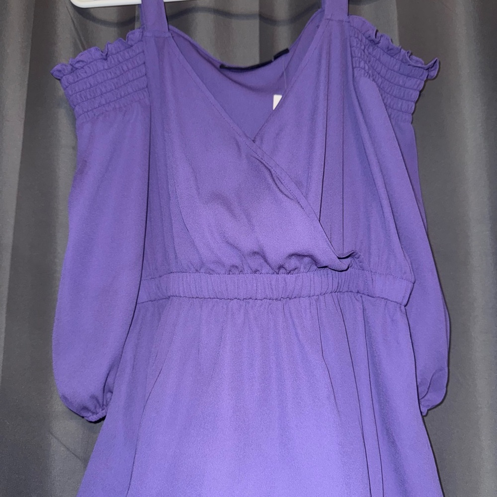 NY&C Purple Smocked Sleeve Blouse- NWT!!